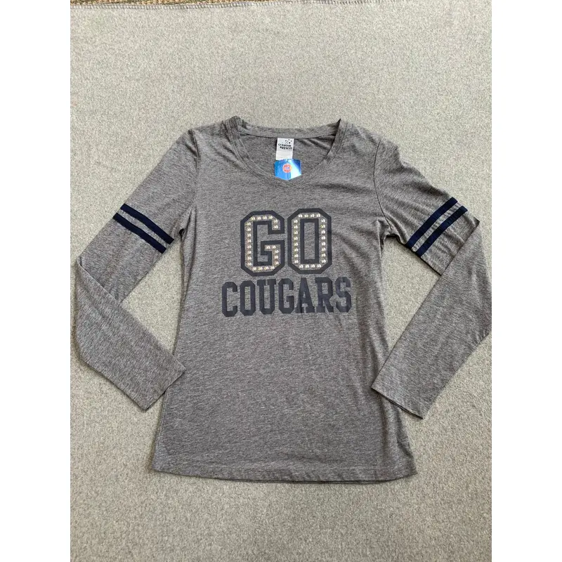 Gray Go Cougars Bling Tee