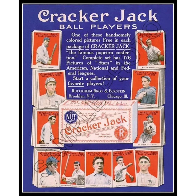 1915 Cracker Jack Cards Promo 8X10 Photo -Cobb Wagner Speaker Collins Evers - 971